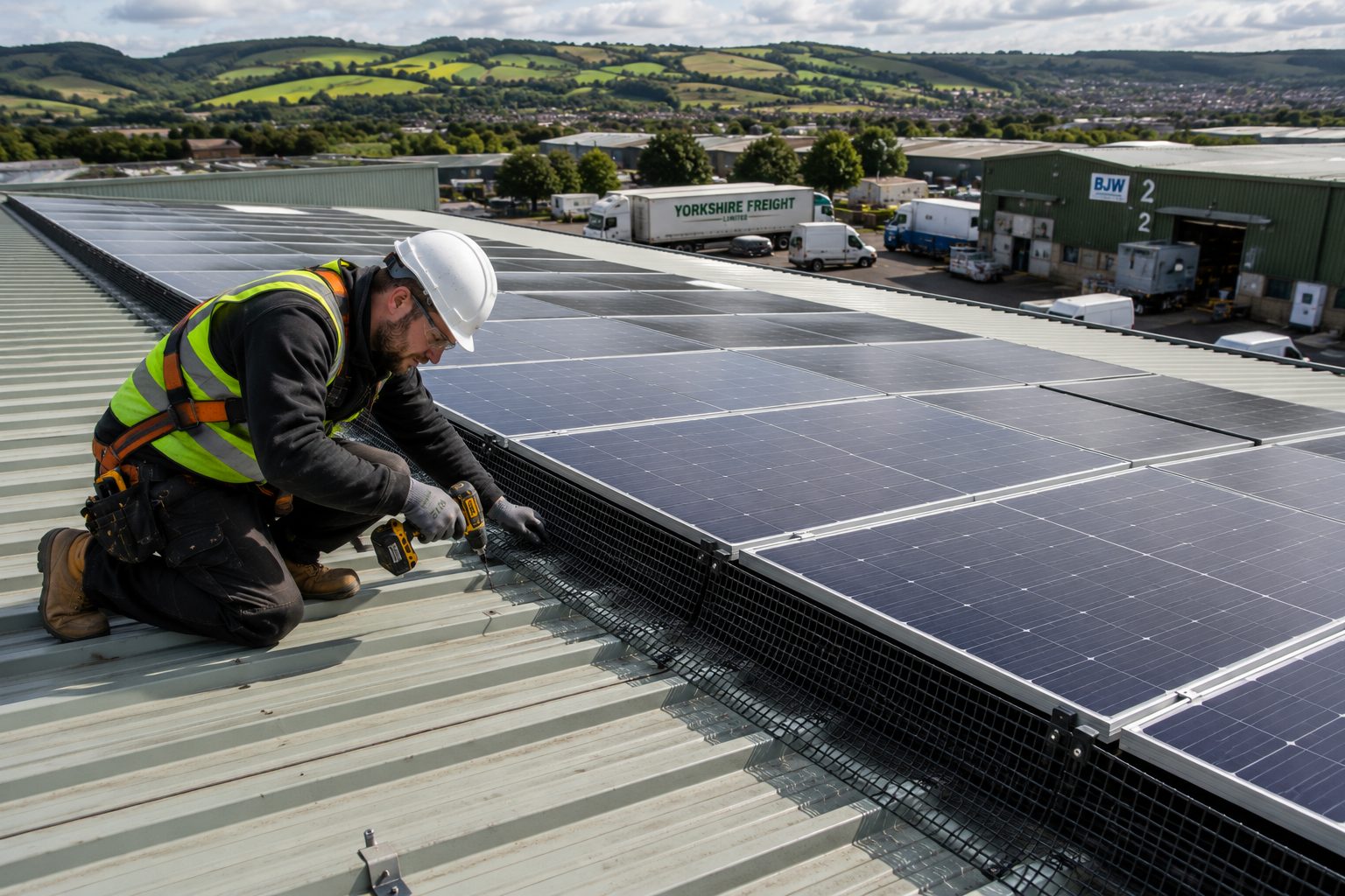 Solar Panel Bird Mesh Installation